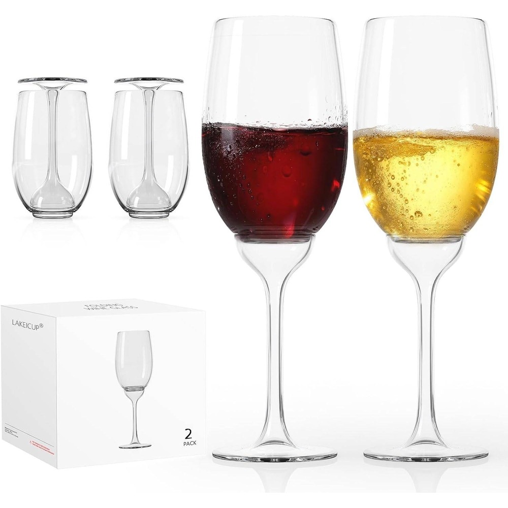 LAKEICUP Plastic Wine Glasses Set of 2: 12oz‎ (6266)